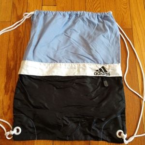 Adidas thin backpack book bag bag black white baby blue two pockets